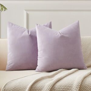 Lavender Velvet Throw Pillow Covers-Pack of 2